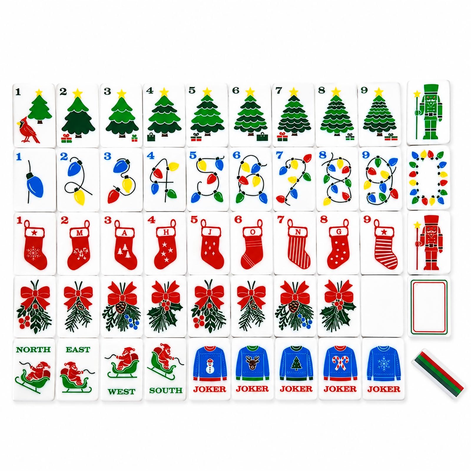 Set di 160 tessere Mahjong natalizie, Mahjong in acrilico a 4 strati