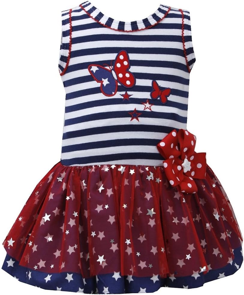 Bonnie Jean Baby Girls Butterfly 4th of July Tutu Dress, Navy, 0-9M