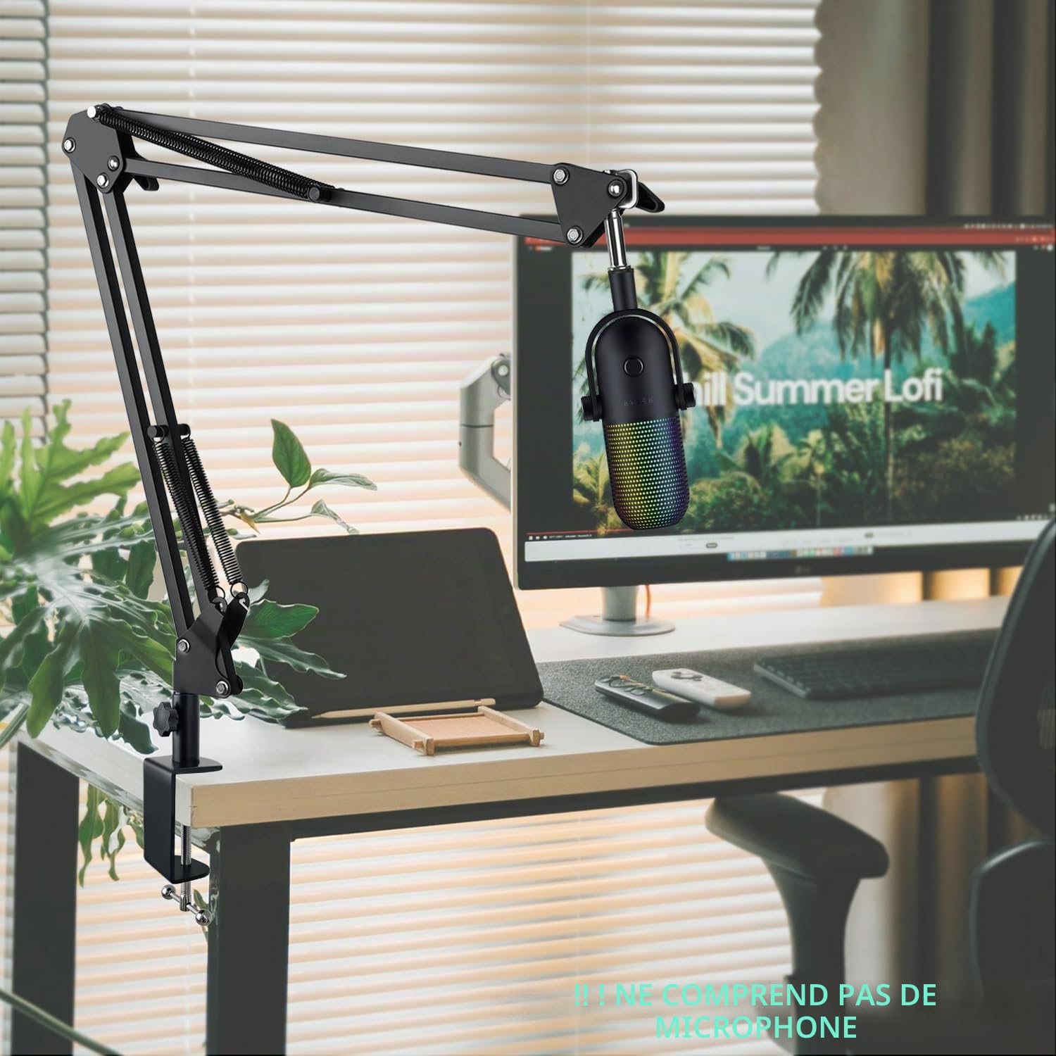 Bras de Microphone Réglable, Support de Microphone Compatible Avec Seiren x Mini V2 V3 USB Streaming Microphone pour L'enregistrement, Les Jeux et Les Podcasts