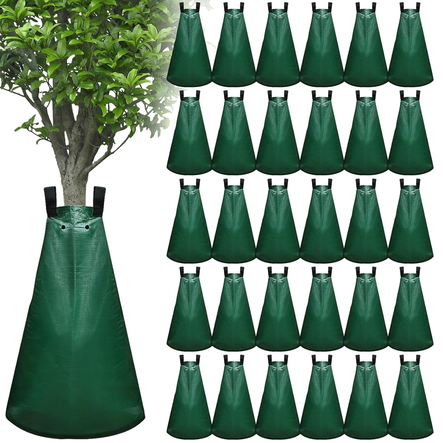Riakrum 32 Pack Slow Release Tree Watering Bags 20 Gallon Reusable Tree Watering