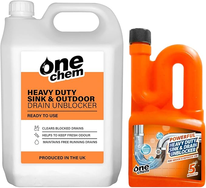 One Chem Heavy Duty Sink and Drain Unblocker Gel 5L Plus 750ml