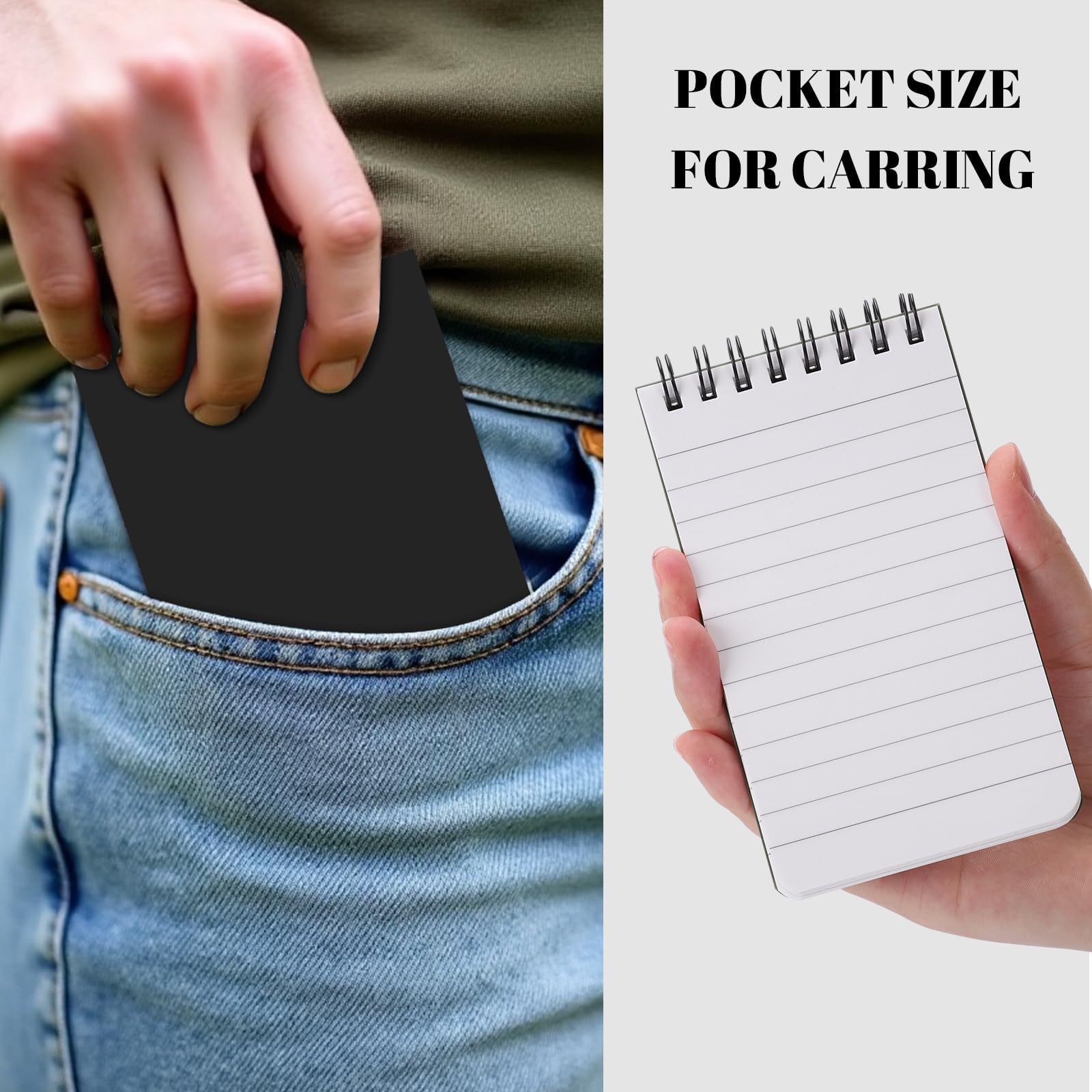 BESARME 10 blocs de notas pequeños de 3 x 5 pulgadas, cuaderno de bolsillo en espiral a granel negro a granel, bloc de notas a rayas para hombres, estudiantes, regalo de vuelta a la escuela
