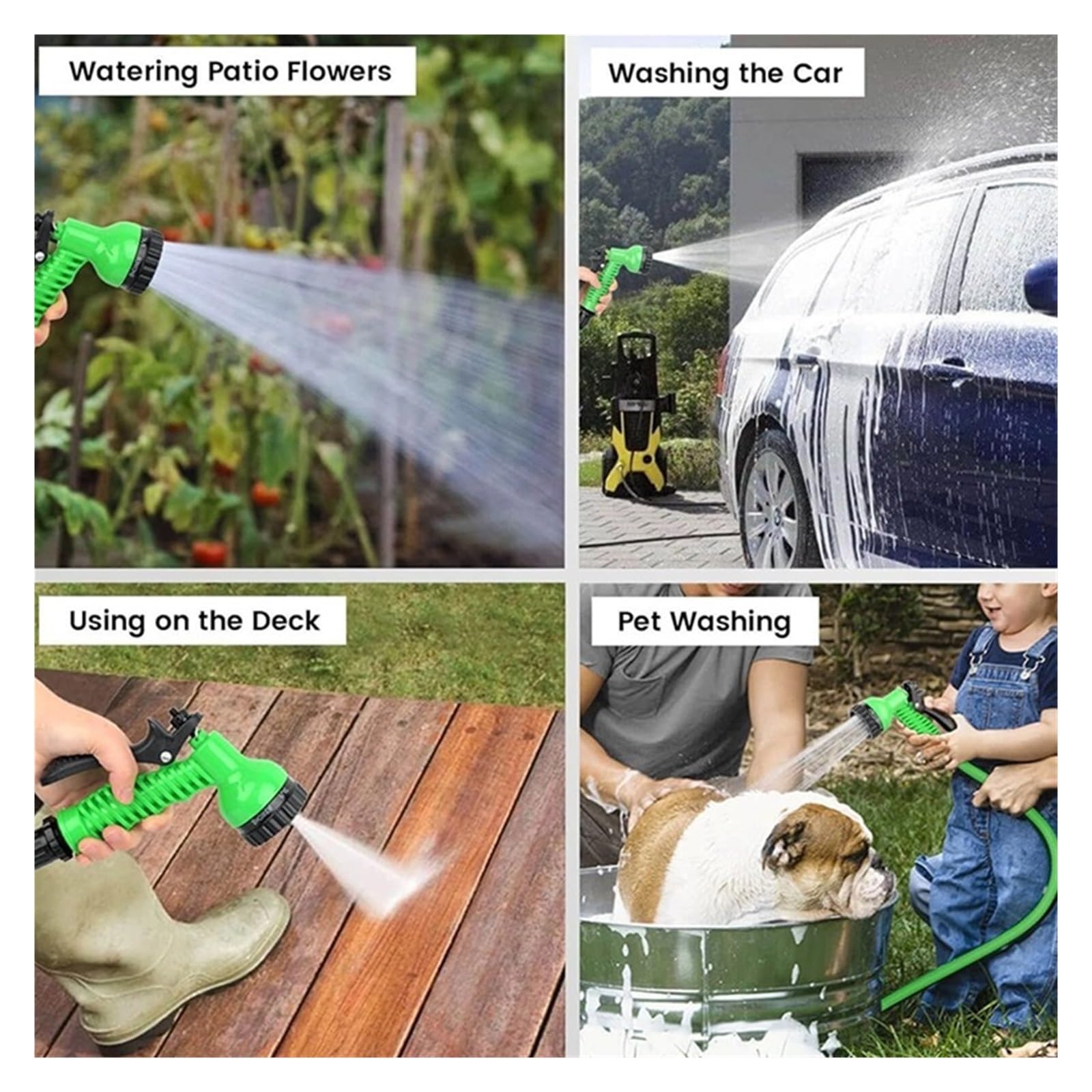 Juego de mangueras de jardín extensibles Pistola de limpieza a alta presión for manguera de jardín, modo de tuberías de agua mágicas for el hogar, herramienta de lavado de autos con pulverización de a