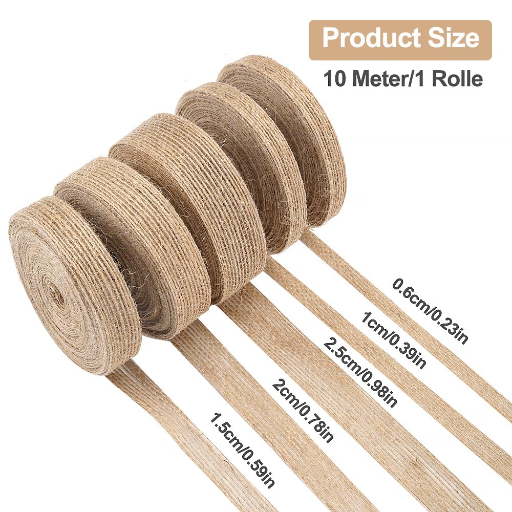 Rouleau Ruban Jute Naturel Vintage 5 Cm X 50 M – Toile De Jute 100% Lin Pour Décoration Mariage, Noël, DIY & Emballages Cadeaux