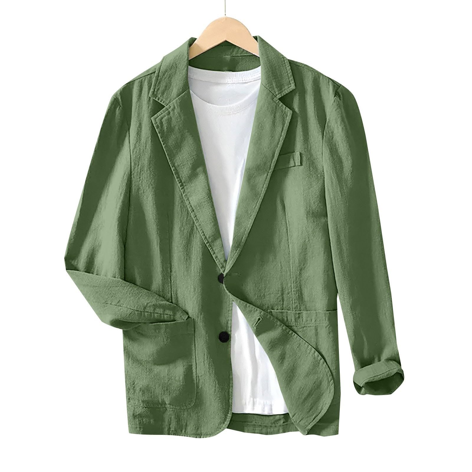 Veste légère en lin pour homme - Veste de sport d'été - Blazer en coton - Col rabattu - Blouson d'affaires - Confortables - Veste de sport élégante