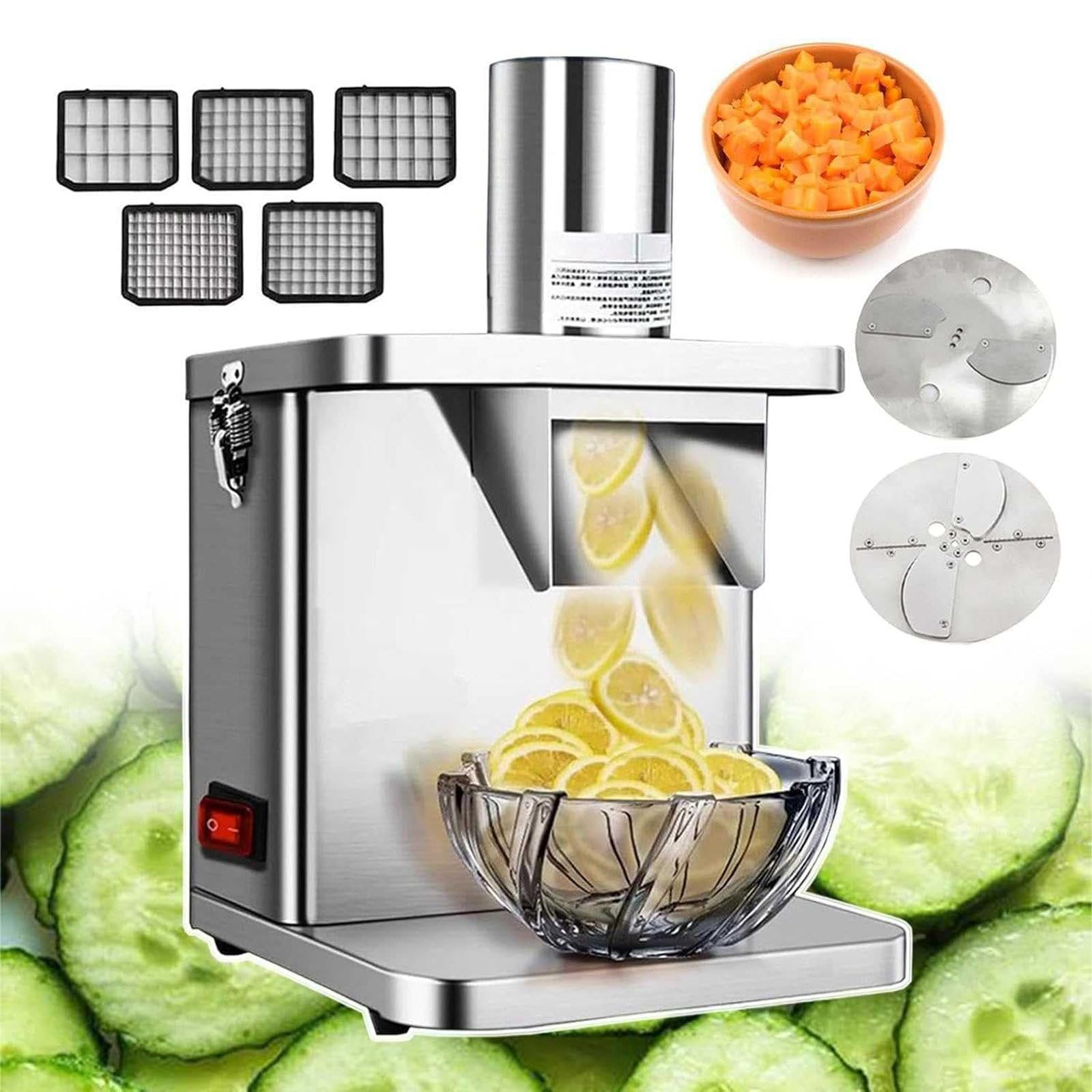 YXYLJOZ Vegetable Dicer - 250W Automatic Food Processor for Onion, Potato, and More - Powerful Cutters with Dicing Knife Nets and Slicing Blades