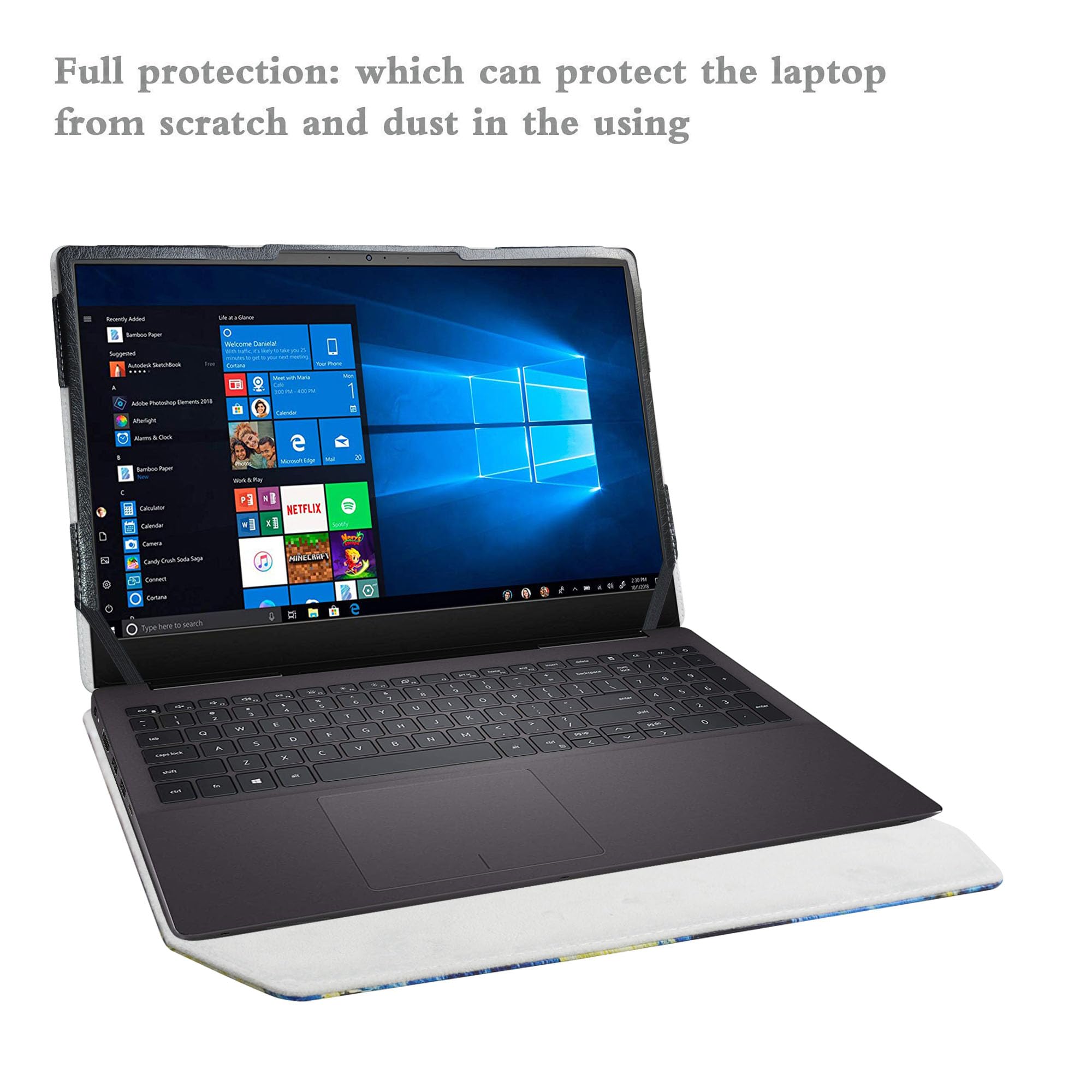Serie Contour – Custodia Protettiva In Pelle Blu Per Notebook Dell 17 XPS 9700 17,3″ – Angoli Regolabili, Interno In Microfibra