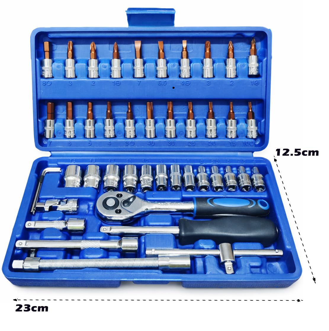 Inditrust 46 In 1 Pcs Crv Torx Tool Kit For Home Use Tools Kit Spanner Set 46Pc Socket Set Goti Set Wrench Set Bike Tool Kit Goti Pana Set 1