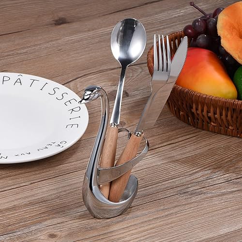 Miniatura 6 de Soporte de cuchara de cisne, soporte de cuchara de café y té de acero inoxidable, elegante soporte de cubiertos de cisne, soporte de cuchara para