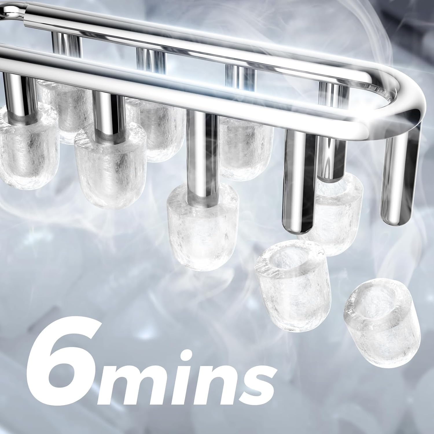 Crzoe Ice Makers Countertop With Carry Handle,26lbs/Day,9 Cubes Ready In 6 Mins,2 Sizes Of Bullet Ice,Self-Cleaning Function,Ideal For Home(Black) on Fridge.com - View 2