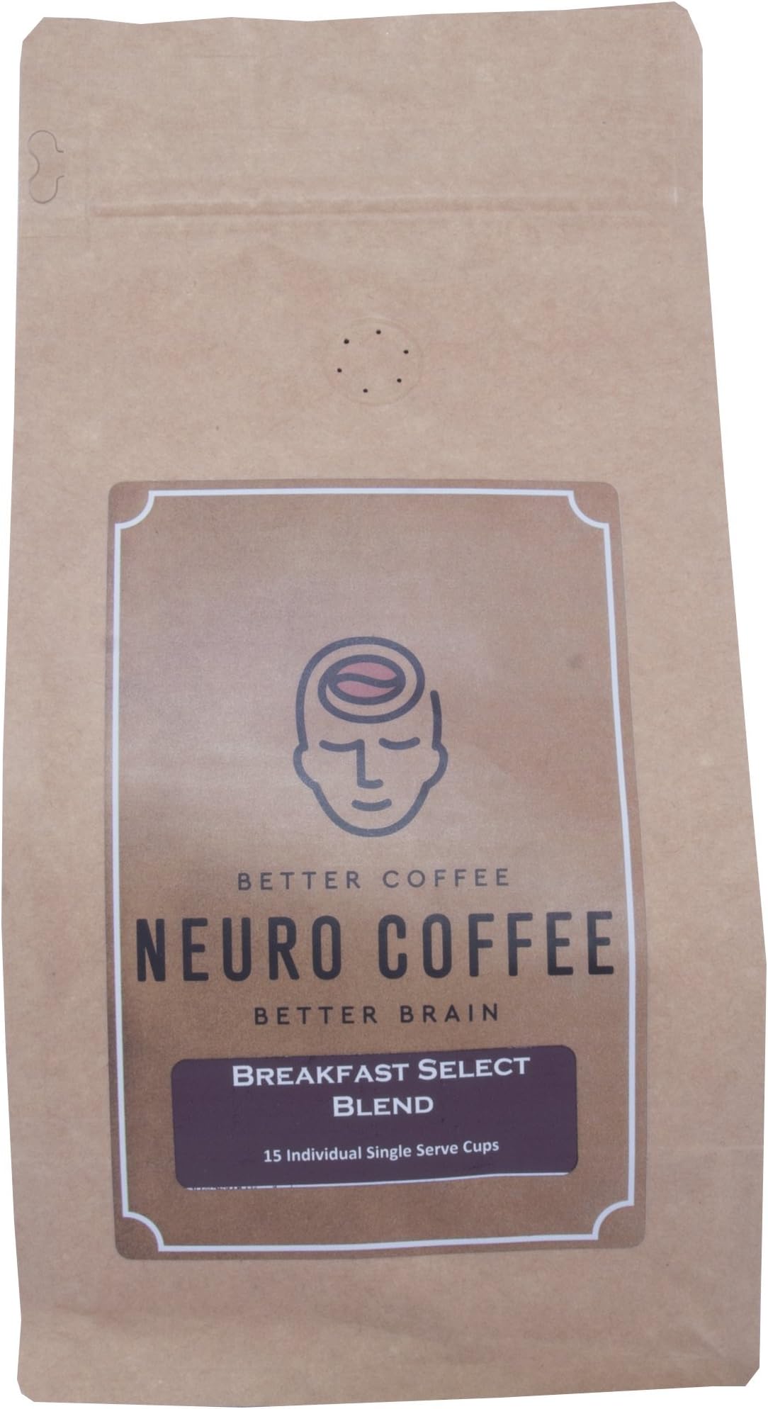 Neuro Coffee Enhanced to Support Neuron Growth & Repair, Single Serve Capsules for Keurig K-Cup Brewers - 15 count (Breakfast Blend Select)