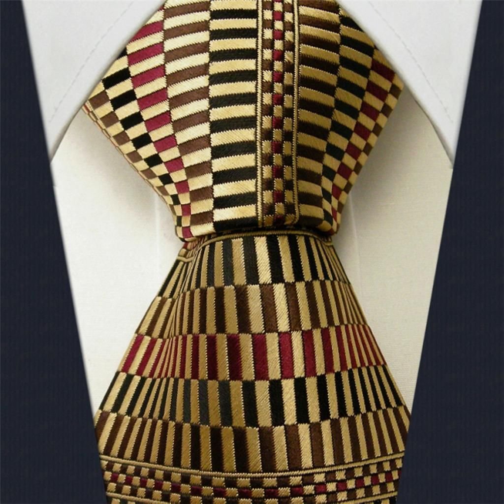 Intrepid Classic Corporate Elite Checked Pattern Men's Necktie Tie 100% Silk Jacquard Woven