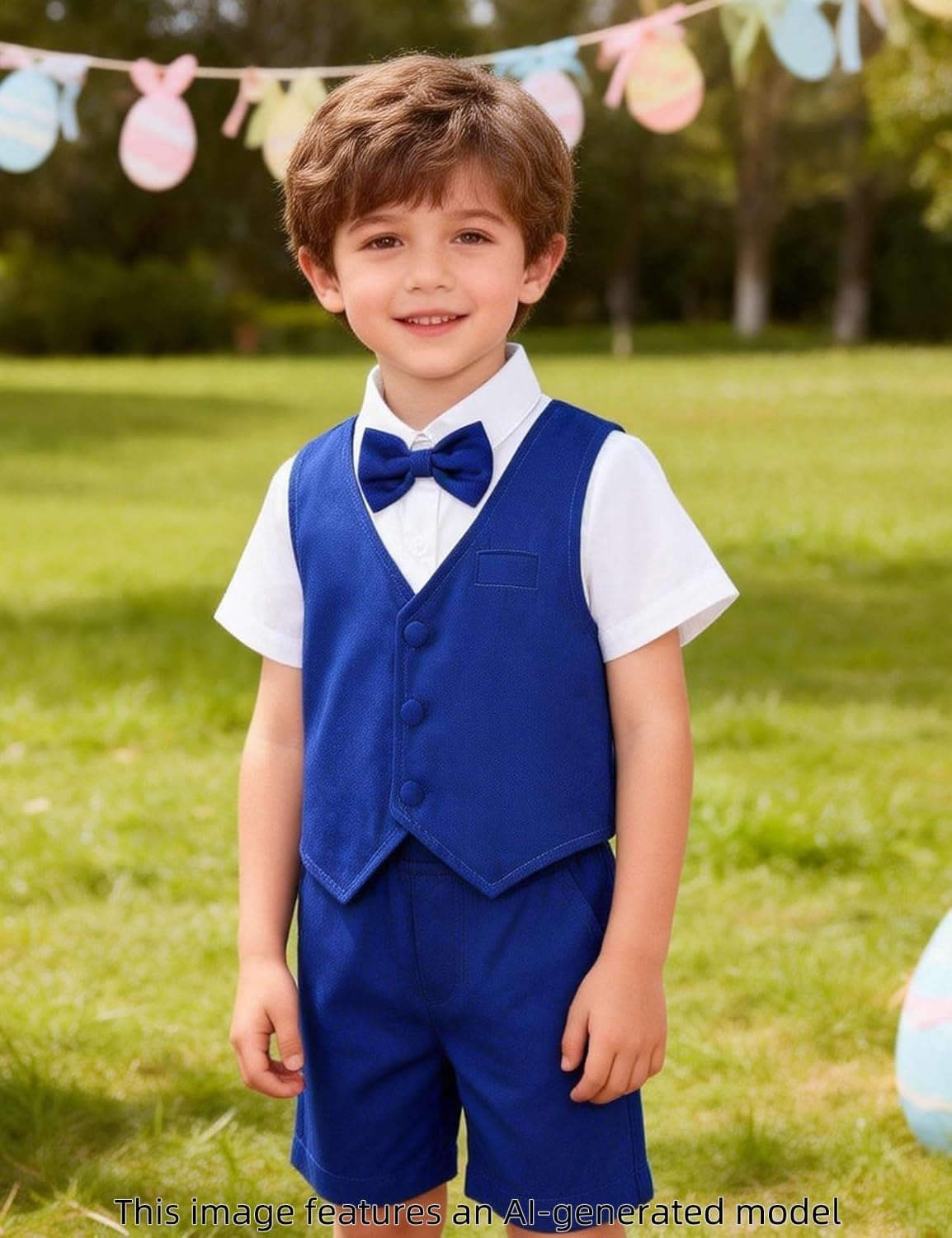 A&J DESIGN Toddler Suit, Gentleman Outfit for boys, 3pcs Clothes Set Shirt & Vest & Shorts with Bowtie
