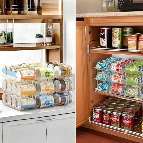 Miniatura 6 de Organizador de latas para despensa, 3 juegos de 2 niveles, organizador de latas de soda, organizador de latas de soda para refrigerador, estante