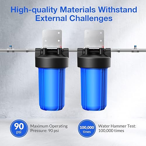 Miniatura 7 de SimPure Carcasa para filtro de agua para toda la casa (DB10P), carcasa de filtro grande de 10 x 4.5 pulgadas, color azul para pozo, sistema de
