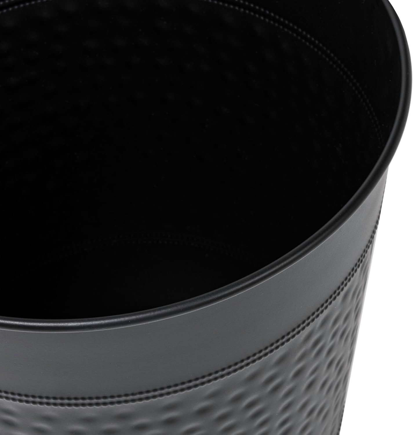 happimess HPM1111A-SET2 Riley Modern Classic Hammered Steel Accent 2 Gal Waste Bin for Kitchen, Office, Bathroom, Bedroom, Dorm, Matte Black (Set of 2)