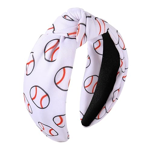 ZITULRY Diademas anudadas para mujer, baloncesto, fútbol, béisbol, estampadas, banda ancha con nudo superior, diadema deportiva, fiesta, juego,
