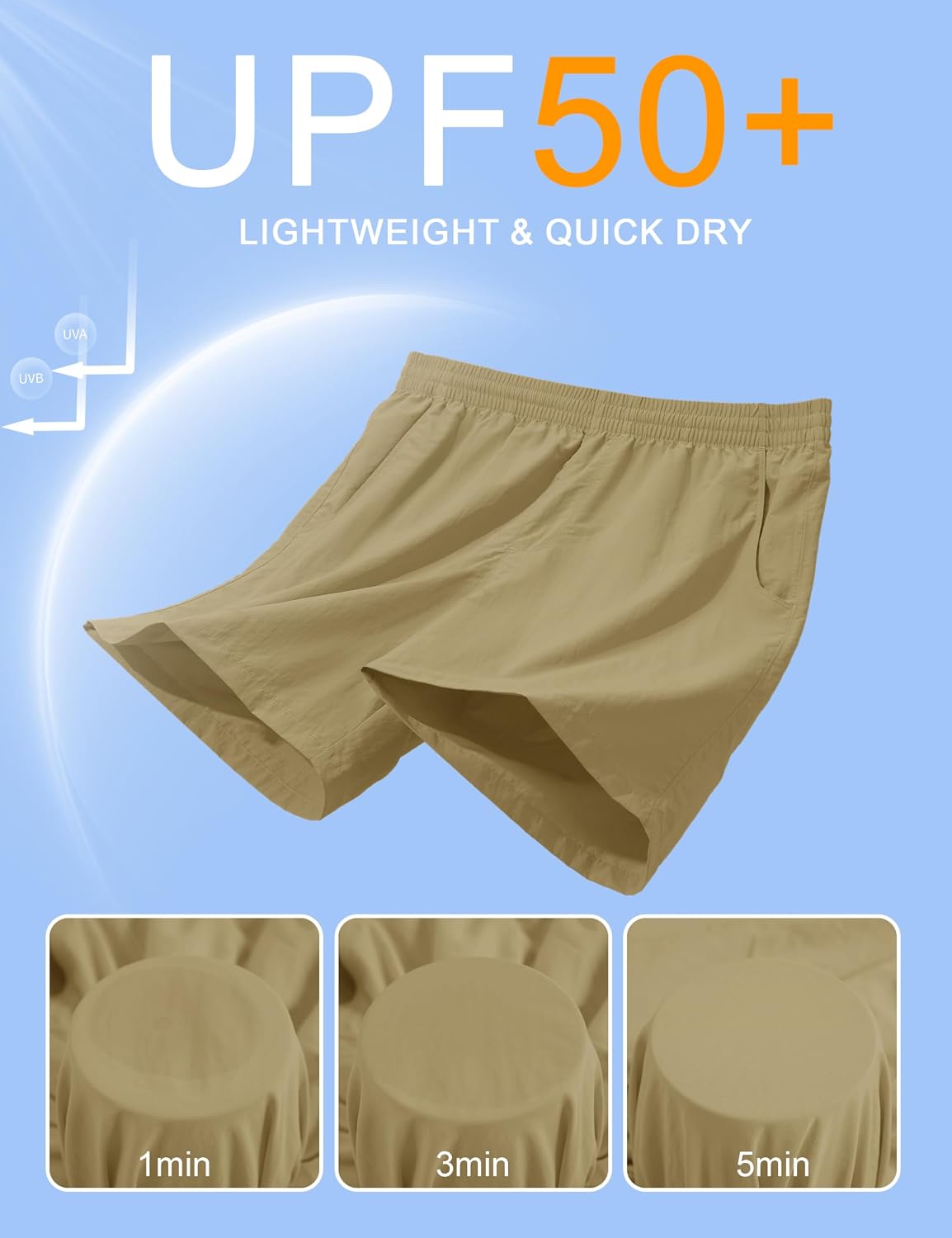 MAGCOMSEN Men's Hiking Fishing Shorts UPF 50+ Quick Dry Lightweight 6" Summer Casual Shorts with Zipper Pockets