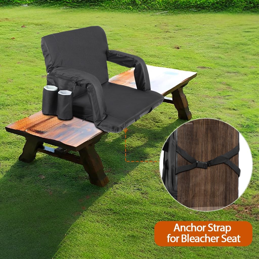 LEMY Stadium Seats with Back Support, Stadium Chairs for Bleachers, Camping, Sports Events, Set of 2 Chairs