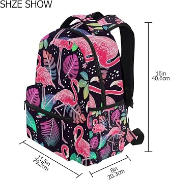 Art Pink Flamingo School Backpack for Boys Girls Kids Travel Bag Bookbag