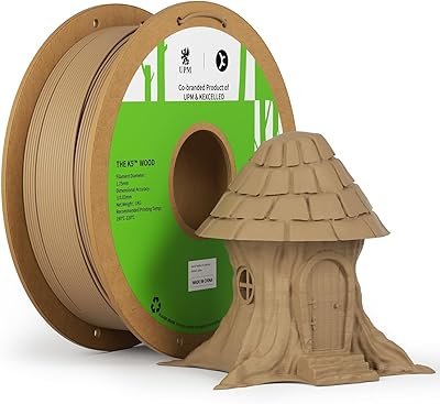 18 – kexcelled Wood PLA Filament 1.75mm,Natural Real Wood Fiber 3D Printer Filament 1kg Spool(2.2lbs), Compatible with Most FDM Printers,Yellow