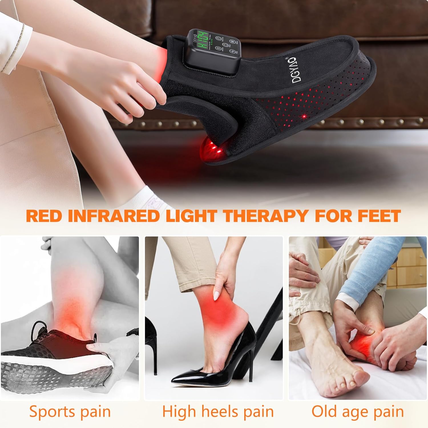 TUOB Red Light Therapy for Foot, 6000mAh Cordless Near Infrared Light Therapy Device Foot Wrap Full Cover Feet Ankle Toes Instep for Joint Pain Relief