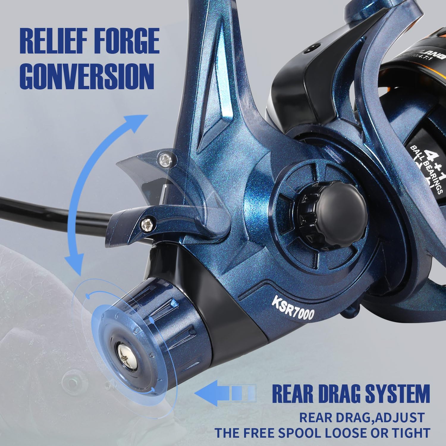 Sougayilang Carp Spinning Reel, 22LB Max Drag Fishing Reel,CNC Aluminum Spool+Stainless Steel Shafts， Lightweight & Powerful for Saltwater or Freshwater Bass Trout