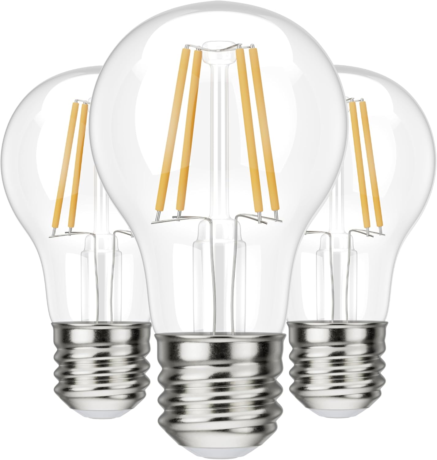 BlueStars A19 LED Vintage LED Filament Bulb E26 Standard Base 120V 5W (60 Watt Equivalent), 2700K Warm White, 550lm Non-Dimmable, Clear Glass for Home Indoor Outdoor Decoration - Pack of 3