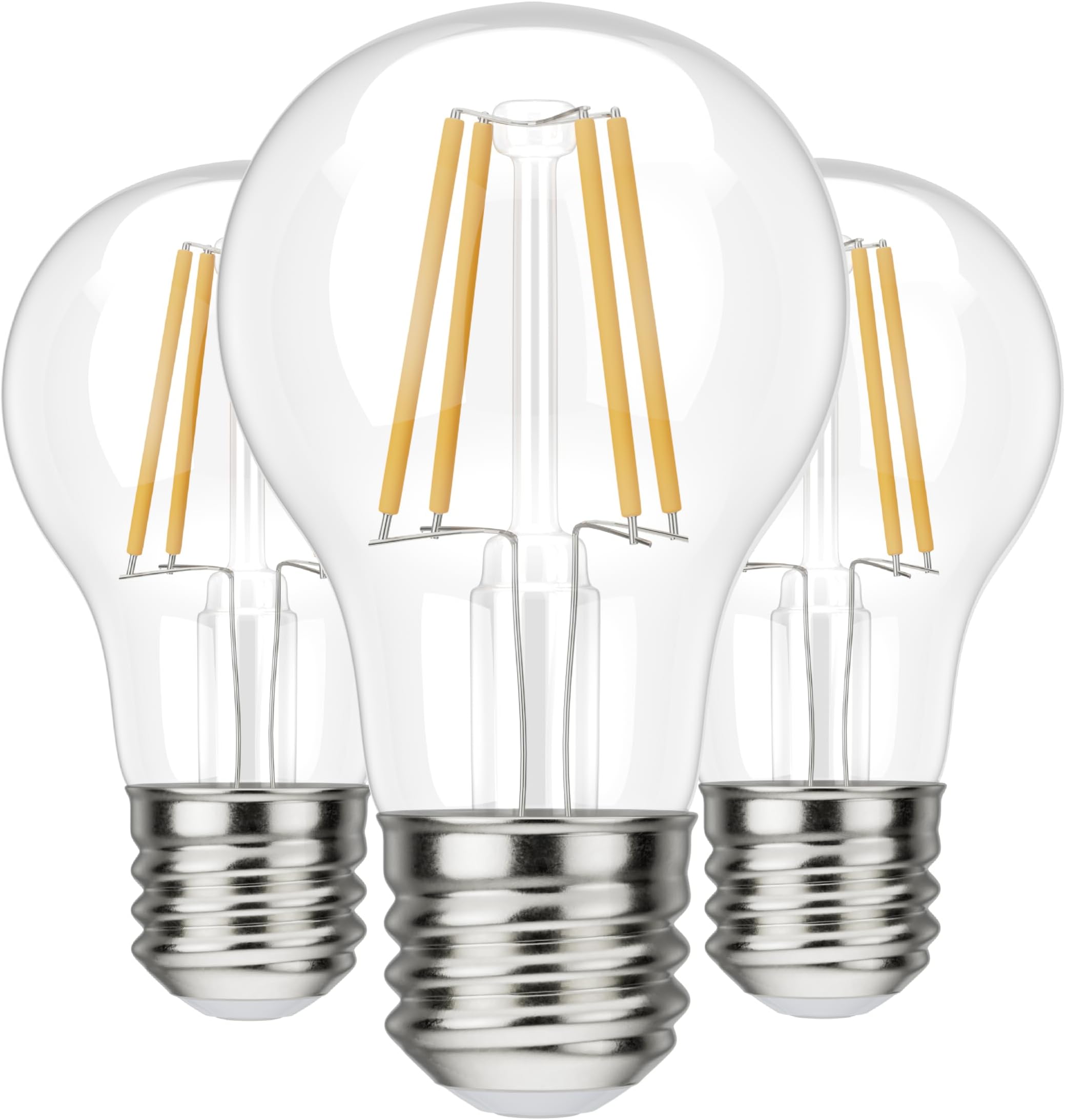 BlueStars A19 LED Vintage LED Filament Bulb E26 Standard Base 120V 5W (60 Watt Equivalent), 2700K Warm White, 550lm Non-Dimmable, Clear Glass for Home Decoration - Pack of 3