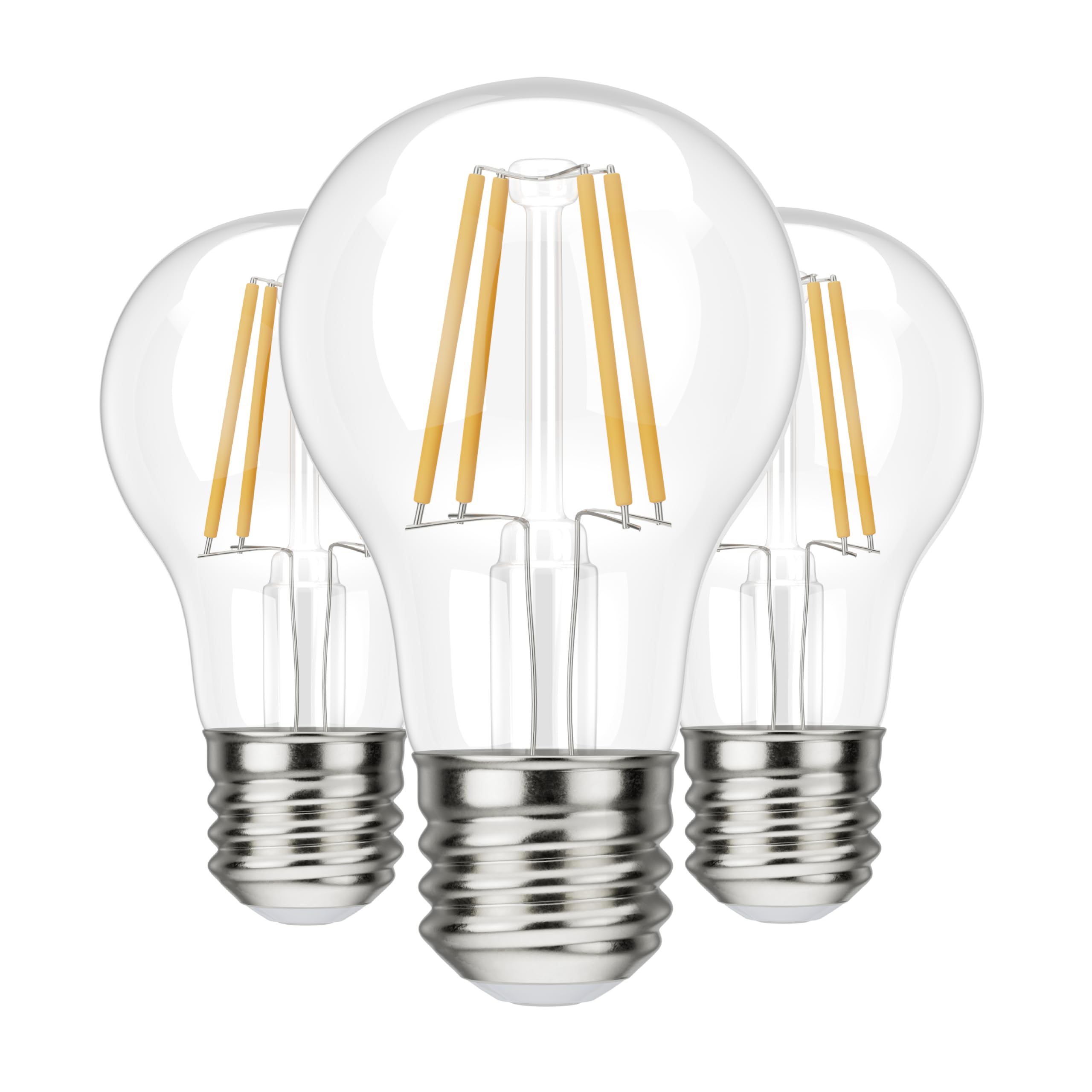 BlueStars A19 LED Vintage LED Filament Bulb E26 Standard Base 120V 5W (60 Watt Equivalent), 2700K Warm White, 550lm Non-Dimmable, Clear Glass for Home Indoor Outdoor Decoration - Pack of 3