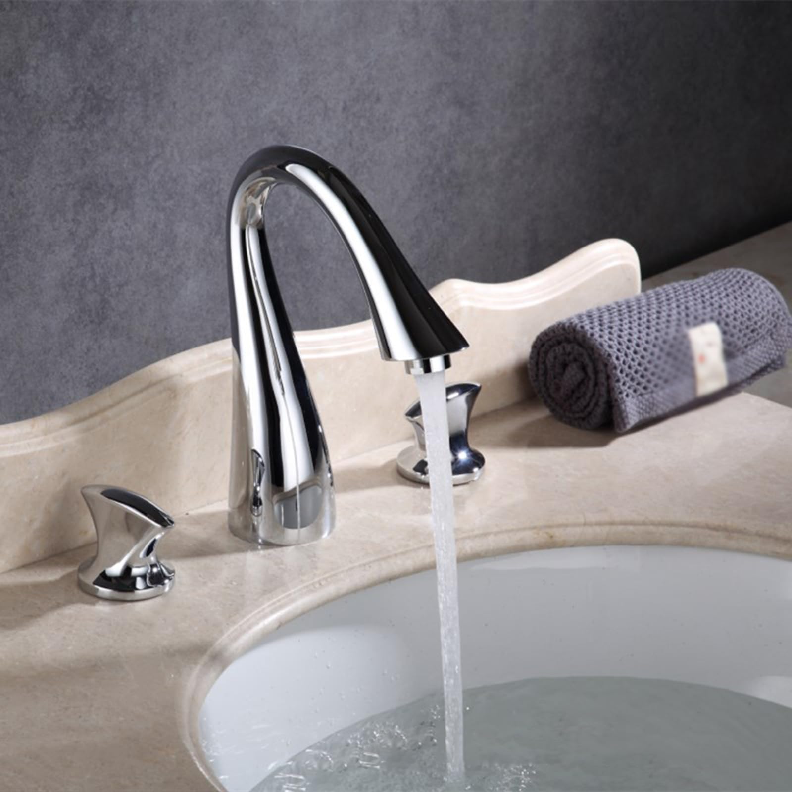 Grifo 3 Orificios para Baño Agua Fría Y Caliente Bimando Grifos para Lavabos de Baño Latón,cromo