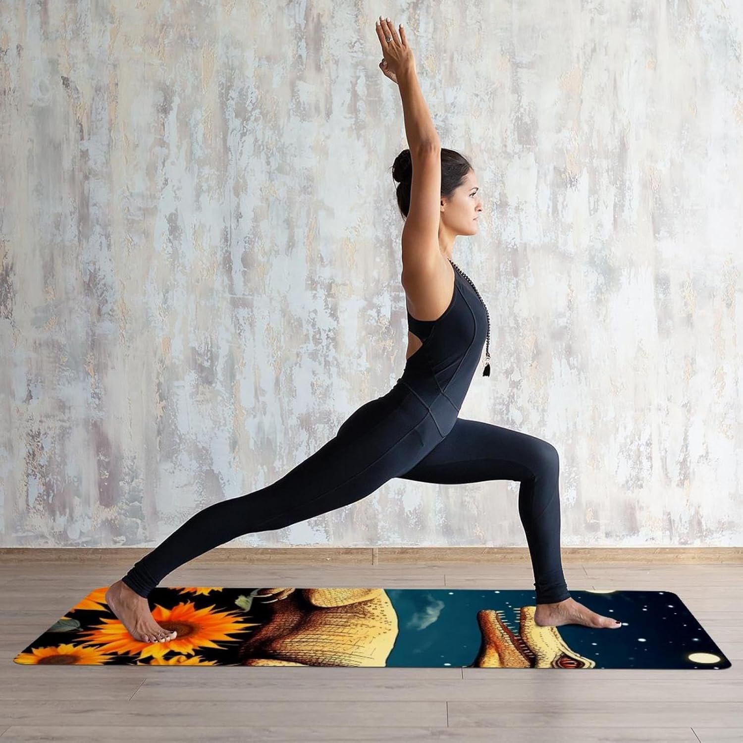 Yoga Towel, Crocodile Star Sunflower Non Slip Sweat Absorbent Hot Yoga Mat Towel for Hot Yoga, Pilates and Fitness - 72.8" x 26.8"