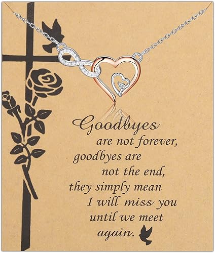 PLITI Collar conmemorativo, regalo de condolencia, Goodbyes Are Not Forever Goodbyes Are Not The End Infinity Heart Collar para mujer