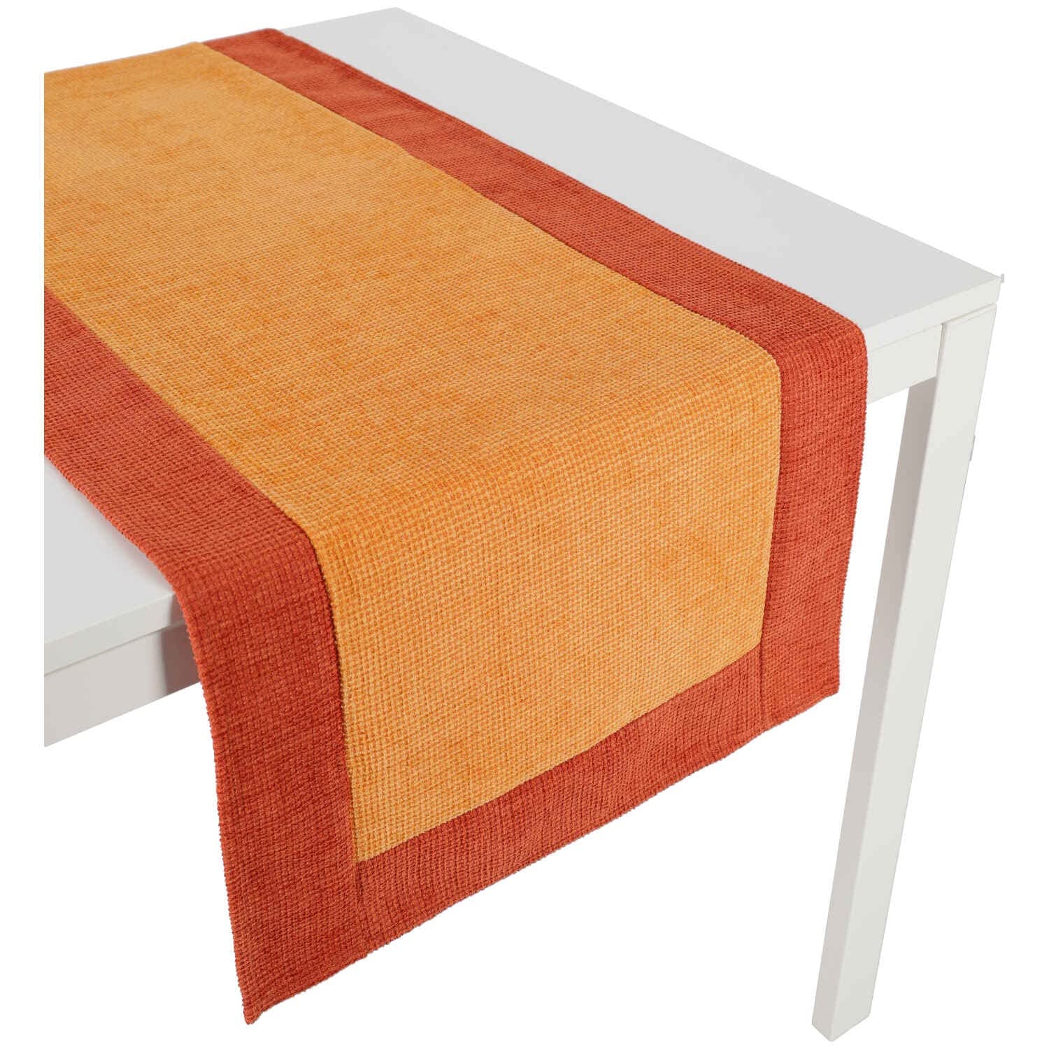 Chemin de table jacquard chenille rouille 45x180 decoration table
