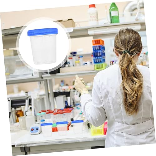Miniatura 8 de SOLUSTRE 15pcs Measuring Cup Urine Cup Specimen Cup with Lid Sample Seal Cups Containers with Lids Pet Plastic Container with Lid Liquid Sample