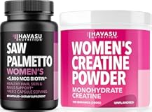 Micronized Creatine Monohydrate for Women (100 Servings) & Saw Palmetto for Women Hair Complex (30 Servings)