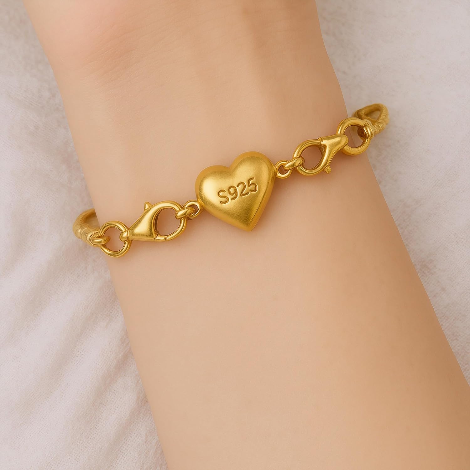 925 Sterling Silver Necklace Chain Extender with Heart Magnetic Clasp Strong Closure Bracelet Helper for Women (Gold) - Image 5