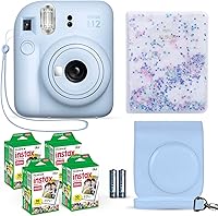Vista 1 de Cámara instantánea Fujifilm Instax Mini 12 color azul pastel + paquete Fuji Film (40 hojas) + paquete de accesorios para el obturador, incl. estuche