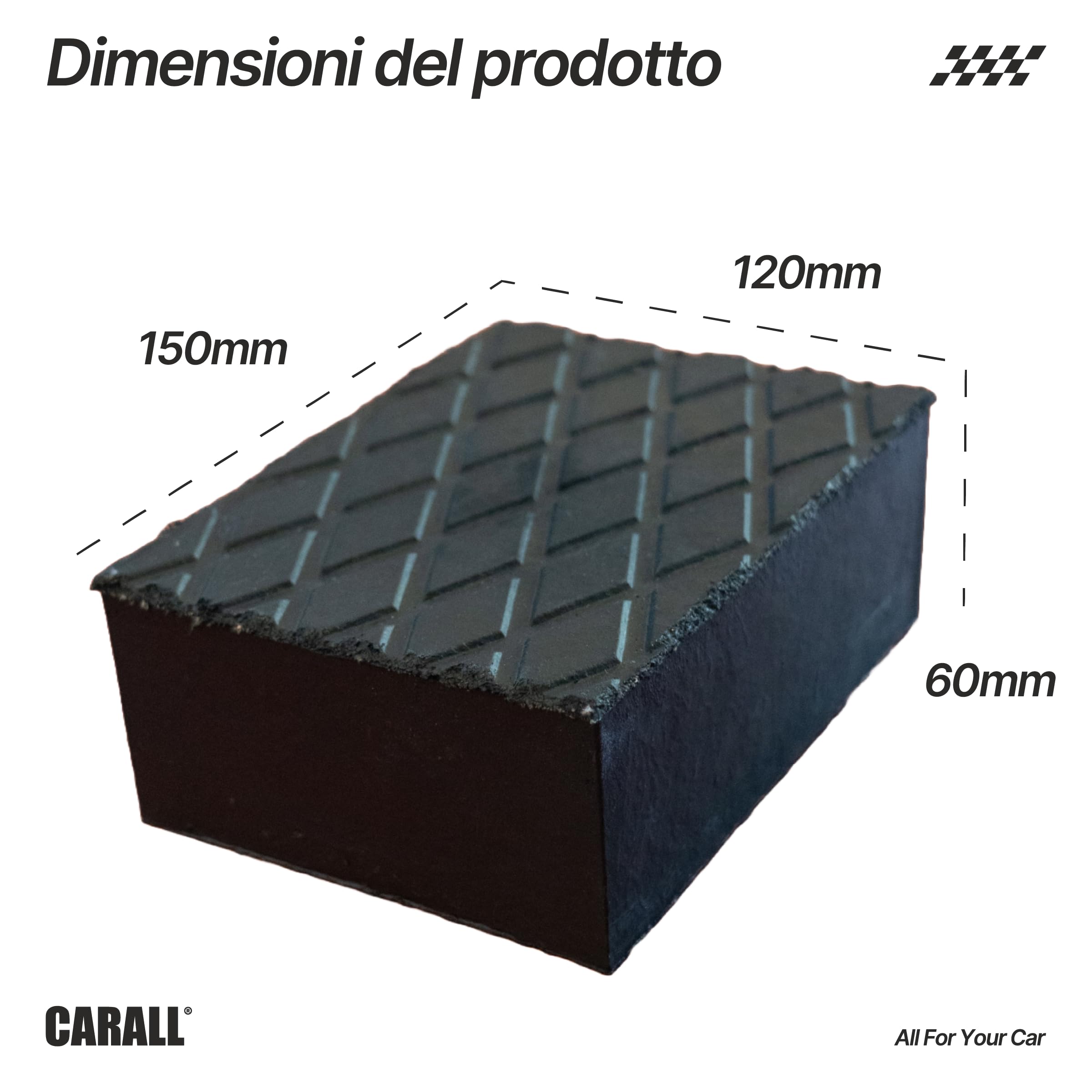 CARALL 4 Stück Hebebühnen, rechteckige Gummipuffer, kompatibel mit Ravaglioli Corghi OMCN, 160 x 120 x 60 mm, für Auto und SUV