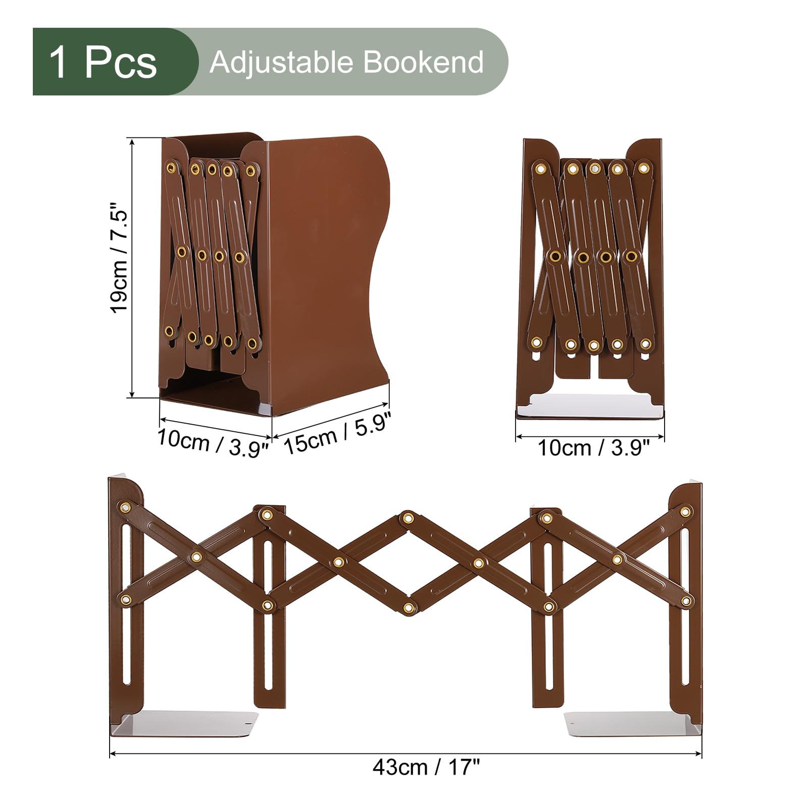 YOKIVE Adjustable Bookend, Expandable File Magazine Rack Bookshelf Organizer Binder Holder, Keep Storing Books - Image 2