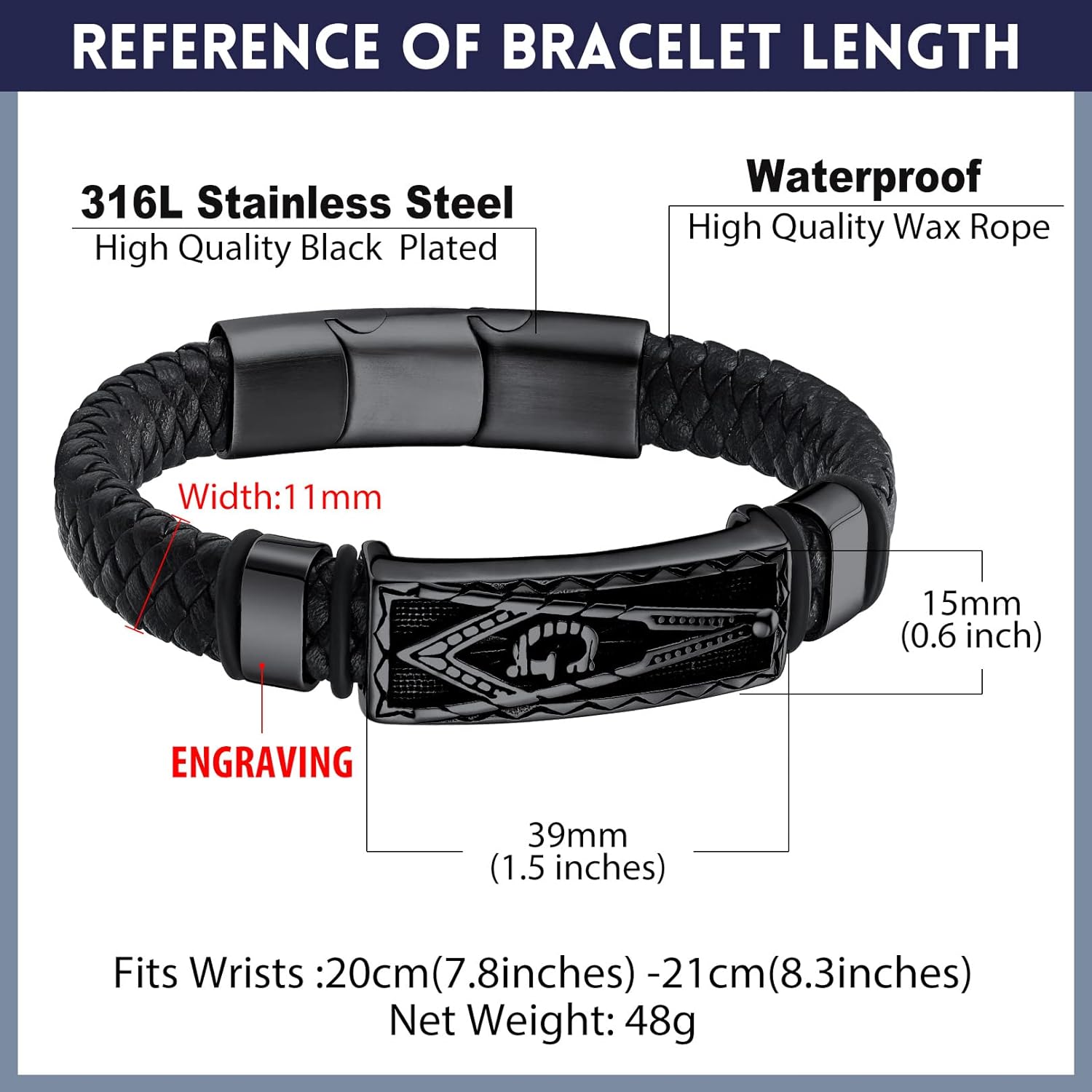 Bandamx Black Masonic Jewelry for Men Freemason Pendant Necklace Masonic Charm Bracelet Freemasonry Gift for Father Husband