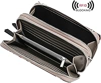 Vista 2 de Lanyani Cartera cruzada RFID con bolsillo para teléfono para mujer, cuero vegano