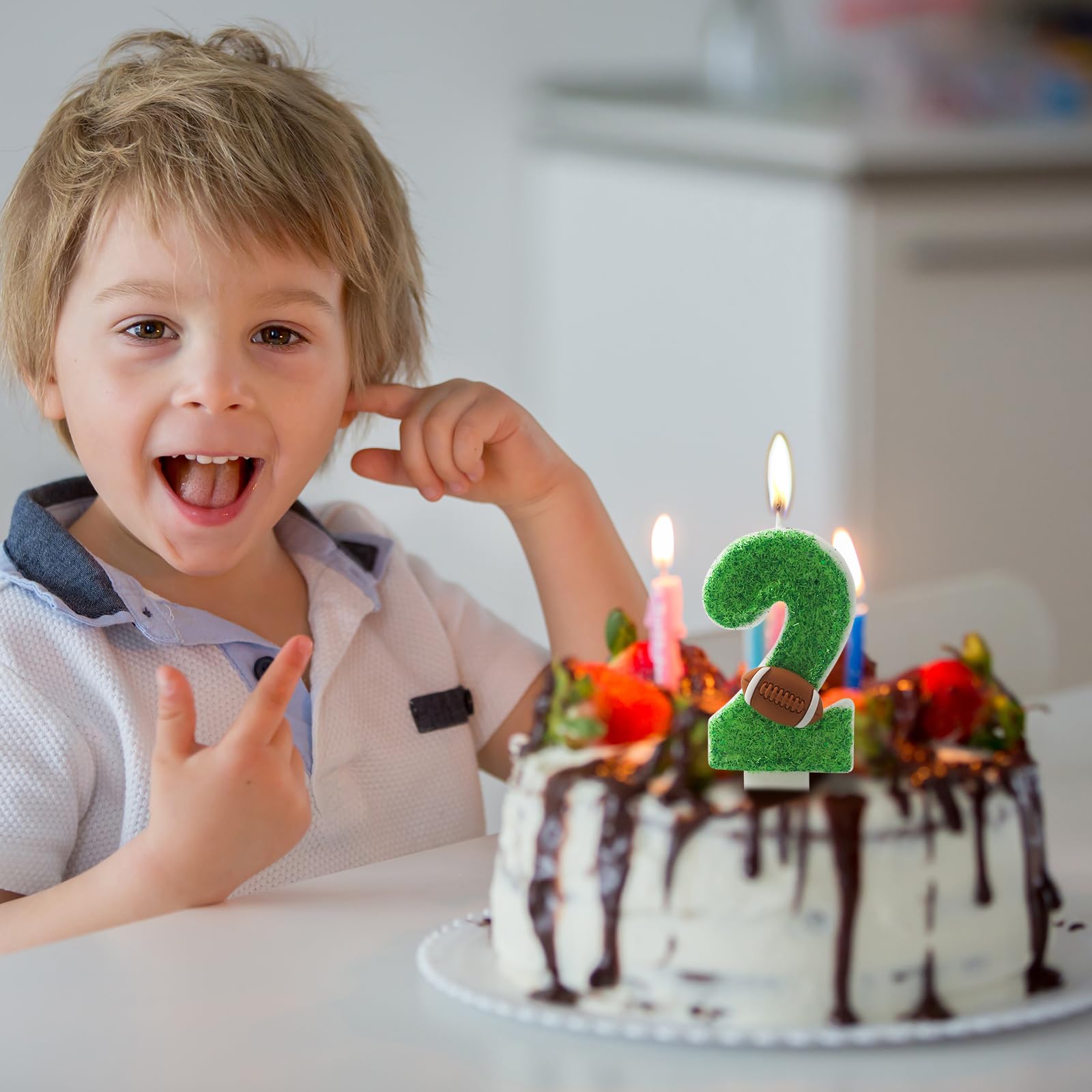 Velas De Cumpleaños De Fútbol Con Números Para Pastel Verde Número 2