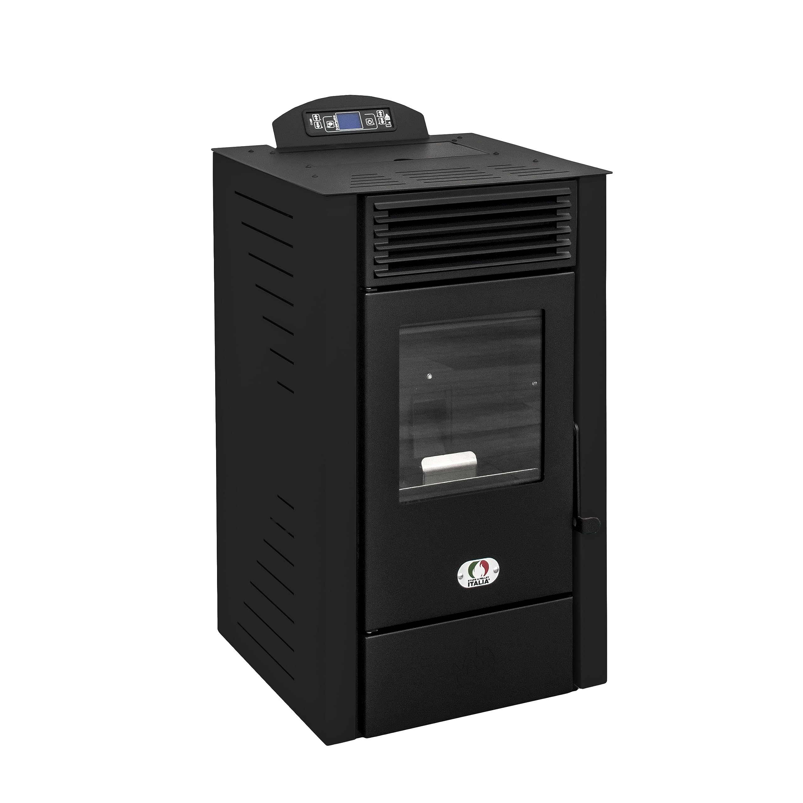 STUFE A PELLET ITALIA California 9 kW 5 Sterne WiFi Pelletöfen Effizienz 92% Heizt 80m² Autonomie 20 Std. Schwarz