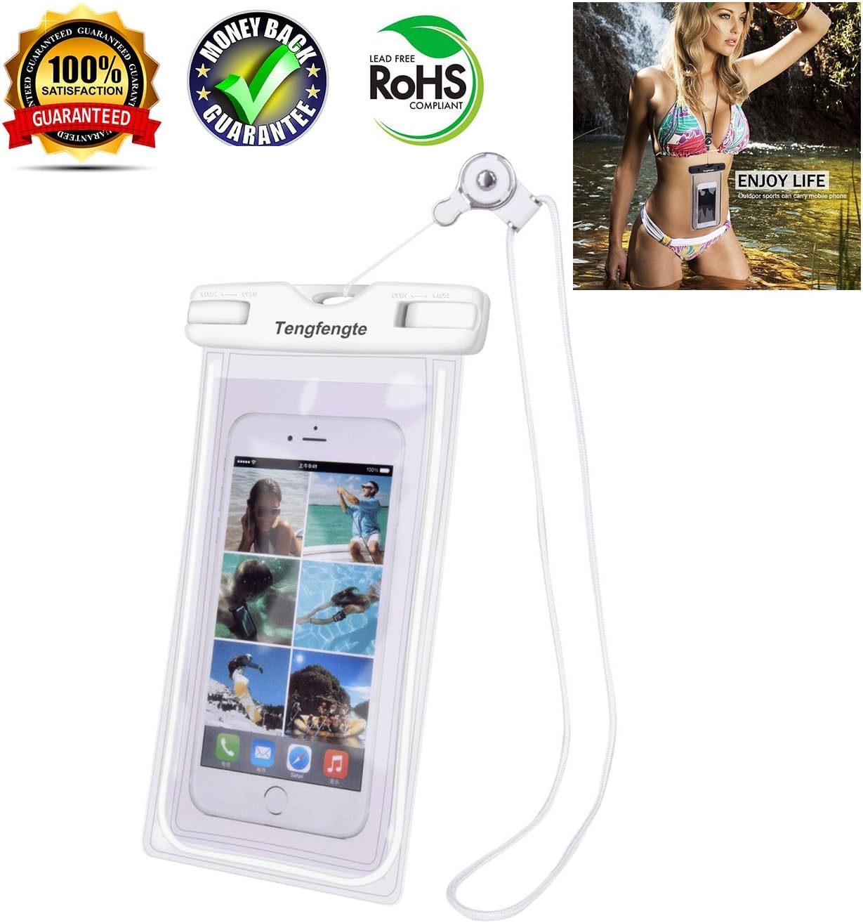 Waterproof Phone Case, Universal Dry bag Outdoor Activities Sport Case Waterproof Phone Bag Pouch With Sensitive Screen For Water Sports,Travel,Devices Up To 6.5’’1 Pack