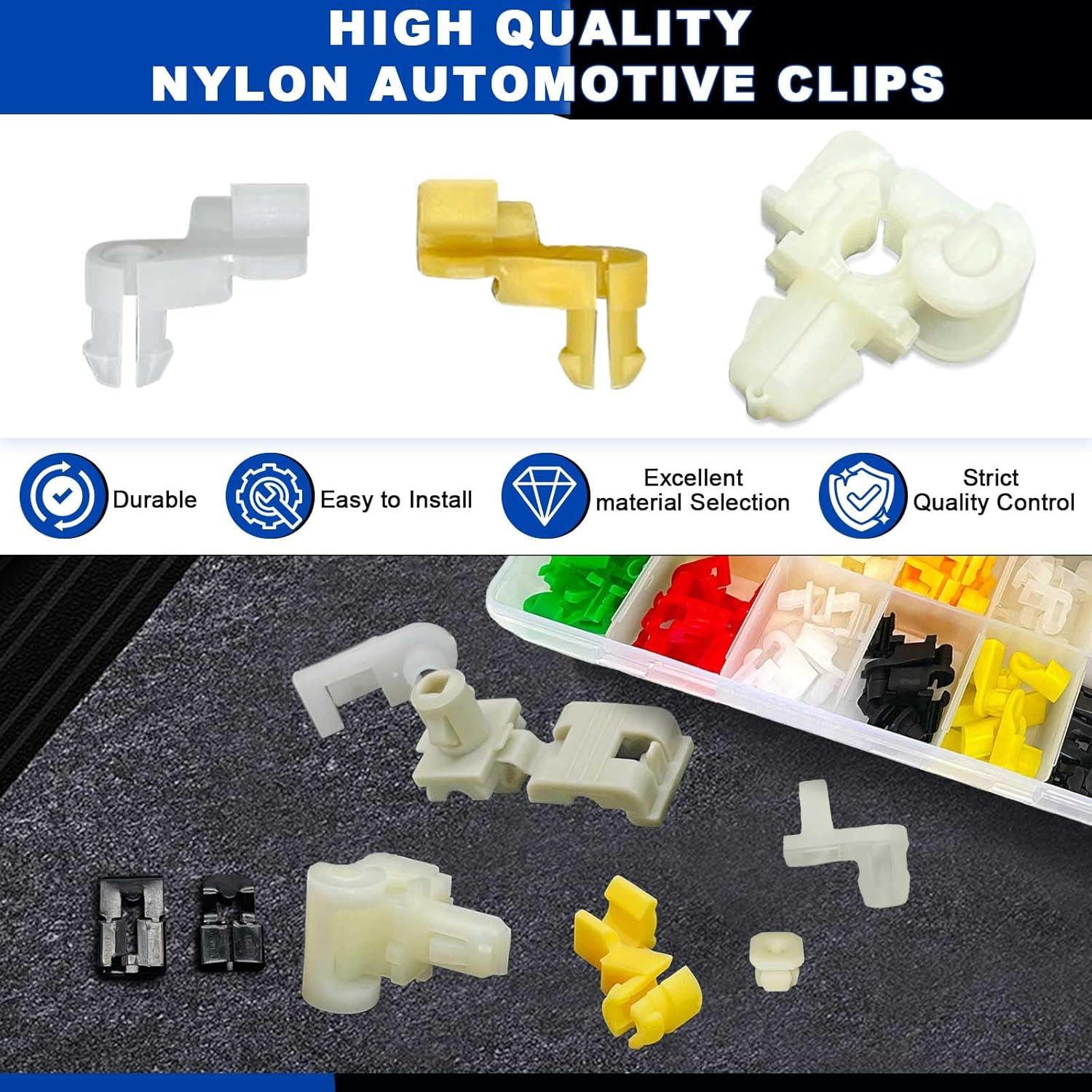 160PCS Door Lock Rod Clips Assortment Kit, Door Lock Cylinder Retainer Clips, 16 Sizes Door Lock Replacement Parts, for GM Ford Honda Mazda Chrysler Door Clips