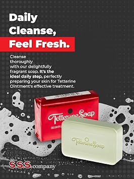 S.S.S. CO. Tetterine Cleansing Soap Bar for Daily Foot & Body Care, 3.25 oz