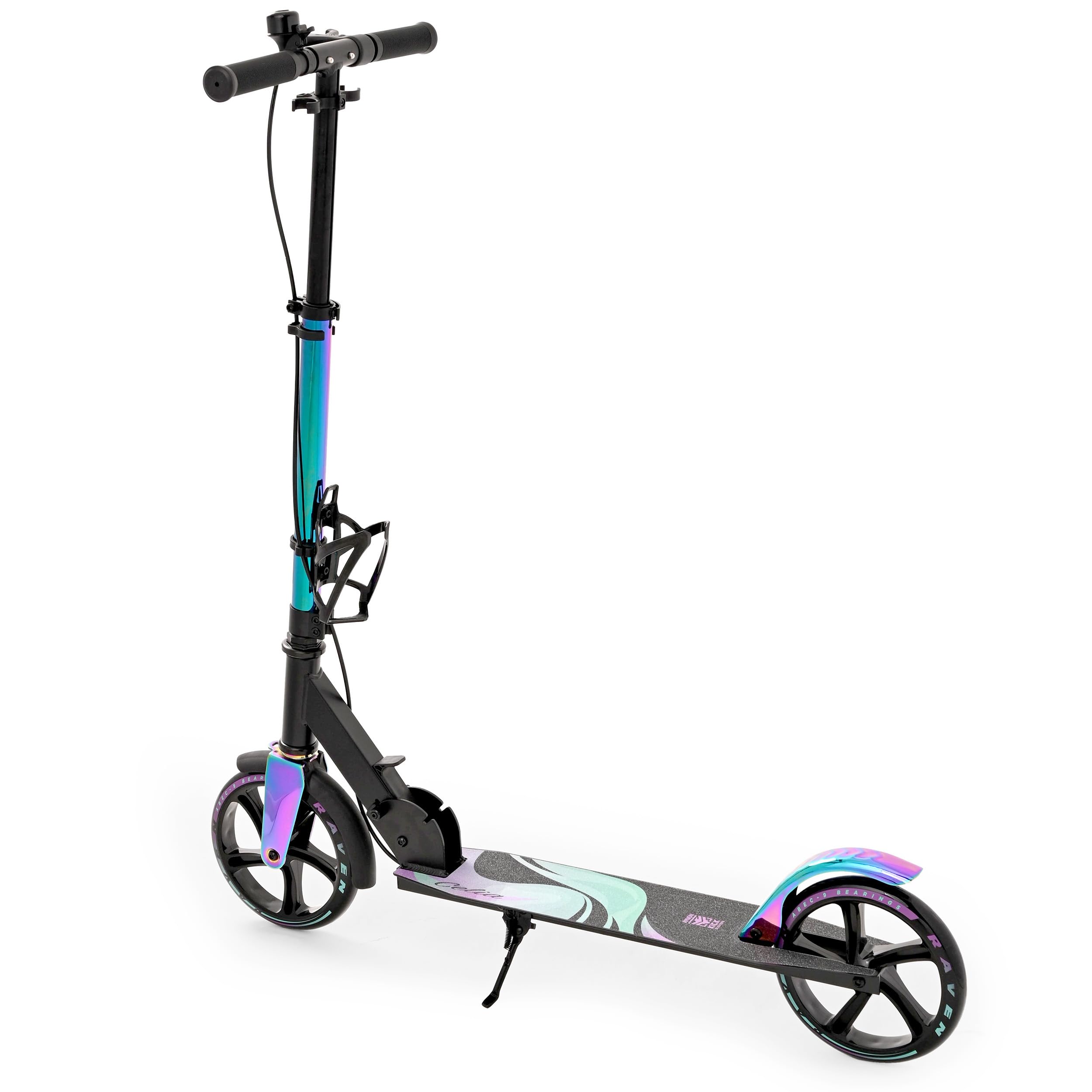 RAVEN Scooter Roller Tretroller Kickscooter für Kinder Erwachsene |klappbar | höhenverstellbar | Tragegurt | Klingel | Flaschenhalter