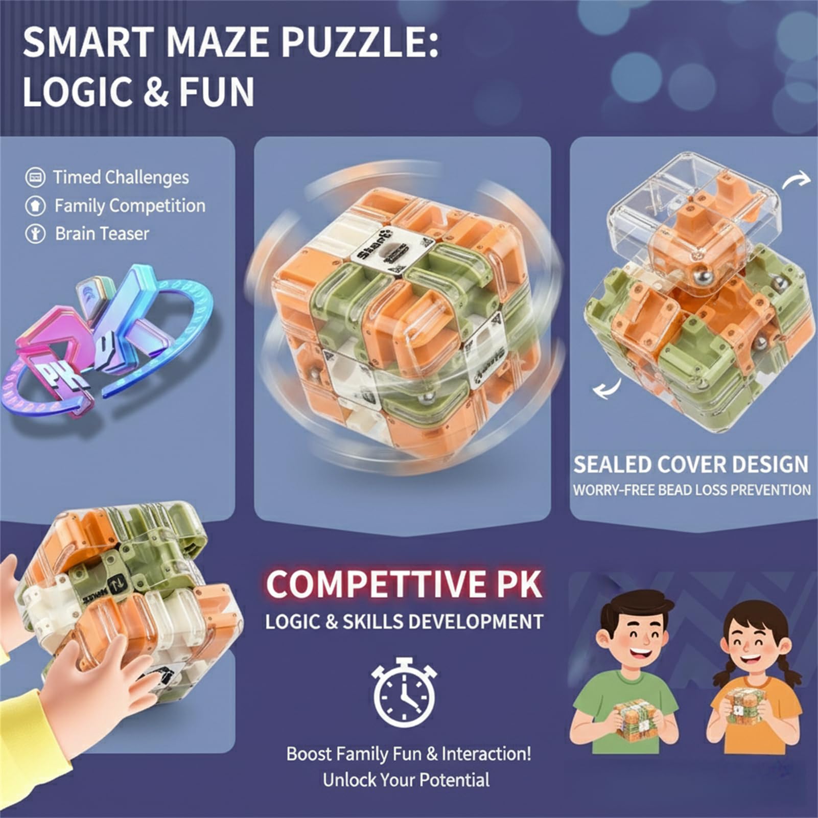 CENMOO Cube Labyrinthe Jouet - Cube De Labyrinthe De Puzzle 3D Pour Les Gravity Mazes Ball Maze Puzzle Cube Ball Party Fa Amz B0cq