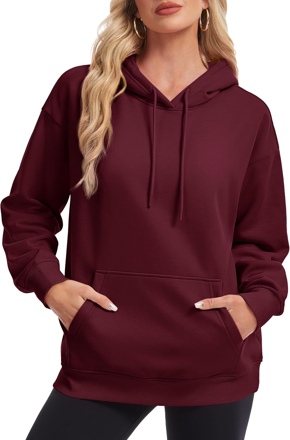 MAGCOMSEN Women's Hoodies Fleece Sherpa Lined Pullover Winter Warm Trendy Hooded Sweatshirt with Pocket